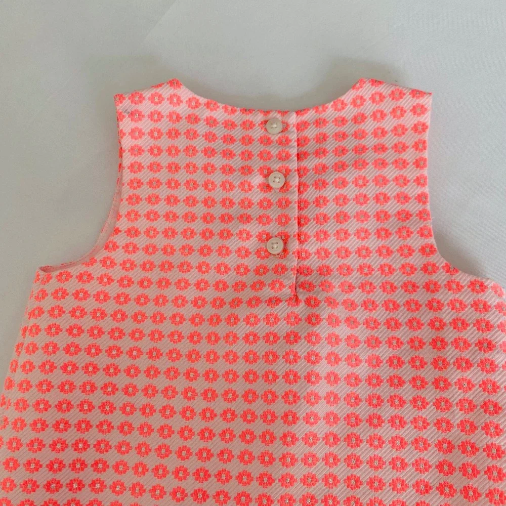 Janie and Jack Shift Dress Girl 2T Neon Pink White Preppy Coastal Mod Chic Party